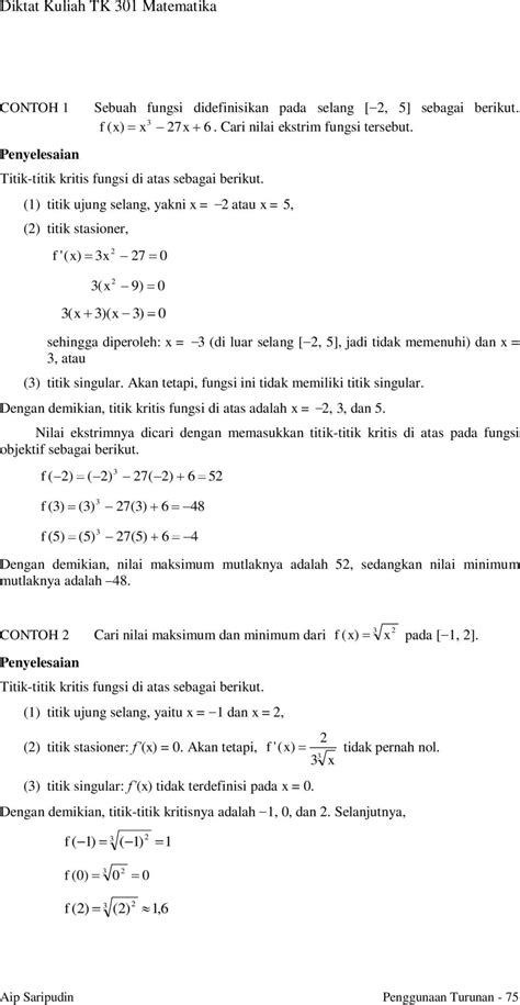 Aplikasi Turunan Fungsi Trigonometri Ujian