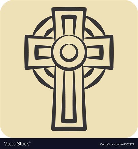 Icon cross related to celtic symbol hand drawn Vector Image