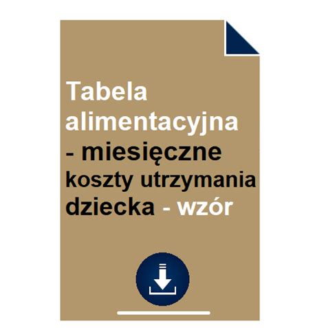 Tabela alimentacyjna miesięczne koszty utrzymania dziecka wzór