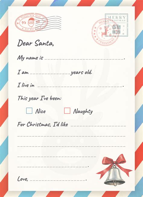 Letter To Santa Paper Template