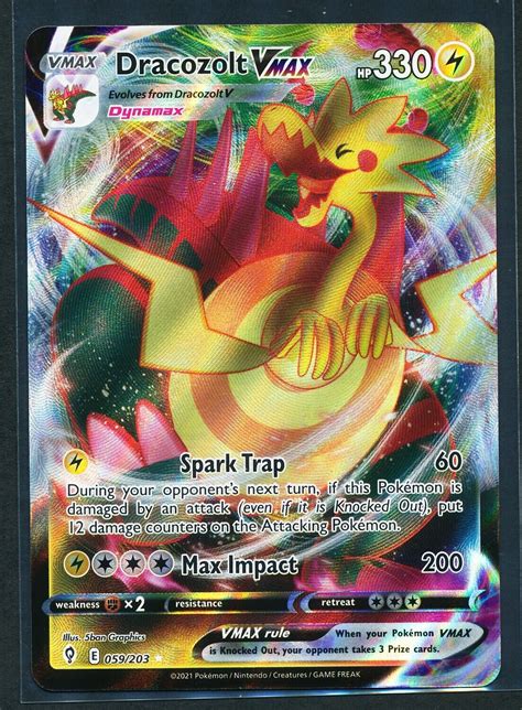 Dracozolt VMAX Holo Ultra Rare 059 203 Pokémon 2021 Evolving Skies NM M