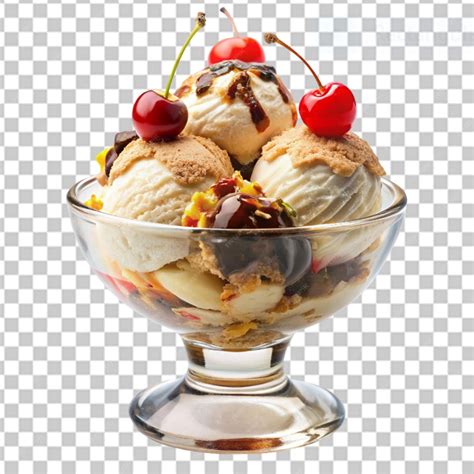 Premium PSD | Ice cream sundae on transparent background