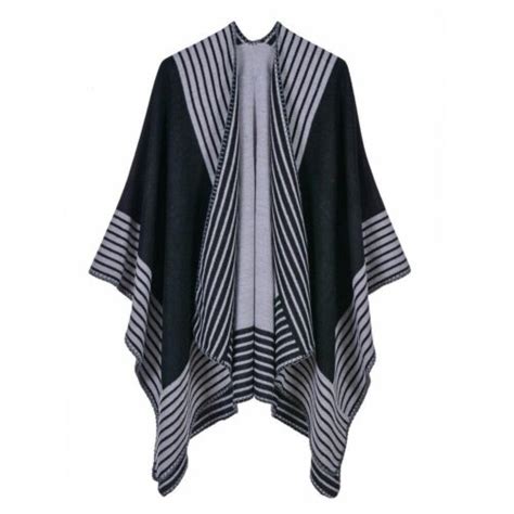 Gestreifter Poncho F R Damen Poncho Shop