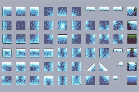 Snow 2d Game Tileset Pixel Art