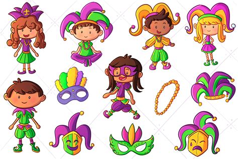 Mardi Gras Kids Clip Art By Keepin It Kawaii Thehungryjpeg