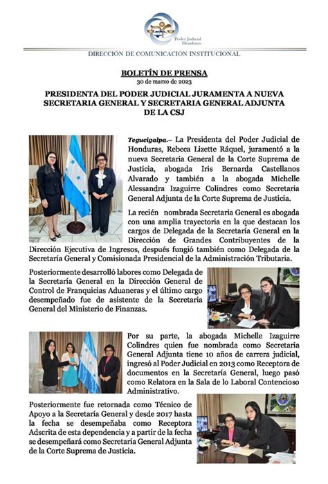 Poder Judicial Hn On Twitter Presidenta Rebecaraquelcsj Juramenta A La Nueva Secretaria