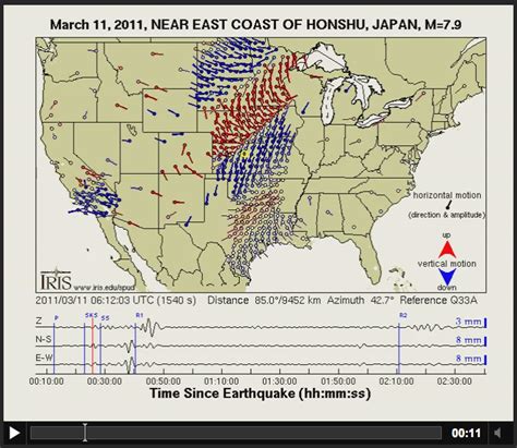 Animation of Japan quake traversing the U.S. - The Trembling Earth ...