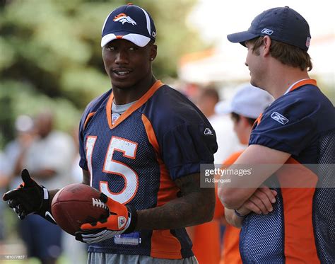 Broncoscamp08 Brandon Marshall Left And Jay Cutler Hang Out On The