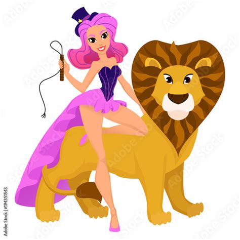 Woman And Lion Lion Tamer Character Representing Leo For A Modern