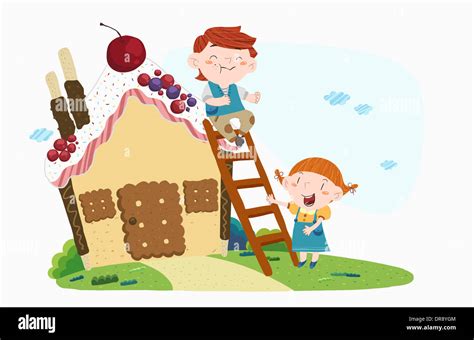 illustration of Hansel and Gretel Stock Photo - Alamy