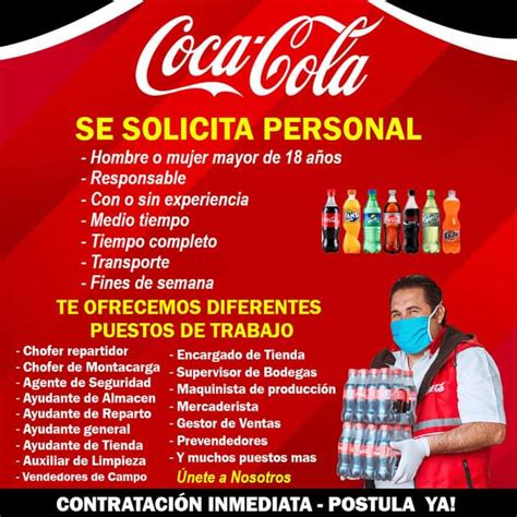 Trabaja En Coca Cola Esta Contratando Personal Para Diferentes Areas