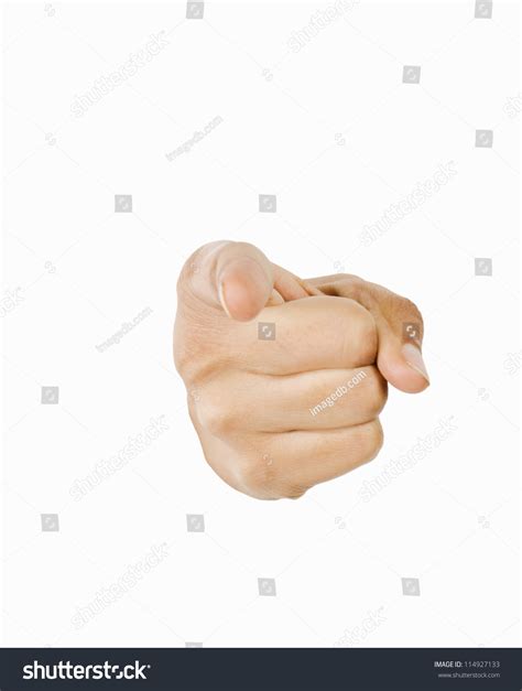 Closeup Persons Hand Pointing Forward Stock Photo 114927133 Shutterstock