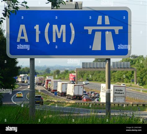 Traffic Jam On The A1M Motorway At Bramham Crossroads Leeds Yorkshire