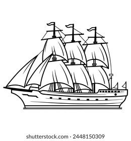 Graceful Sailing Ship Outline Vector Format Stock Vector (Royalty Free ...