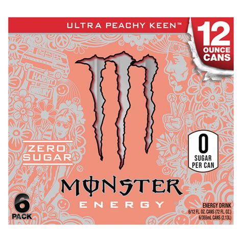 Save On Monster Ultra Peachy Keen Energy Drink Zero Sugar 6 Pk Order