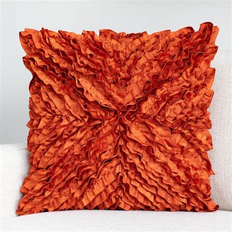 Rust Textured Throw Pillow Cover With Ruffles 18x18 Inch Etsy