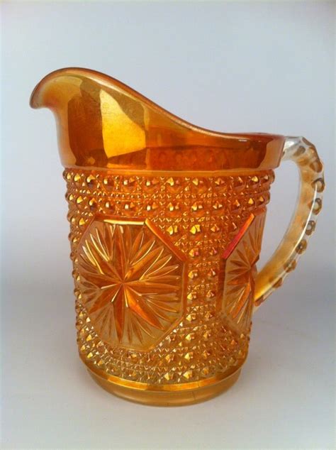 Orange Carnival Glass Pitcher By Westfieldantiquemkpl On Etsy