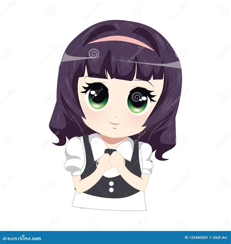 Cute Young Anime Girl Emoticon Stock Vector - Illustration of eyes ...