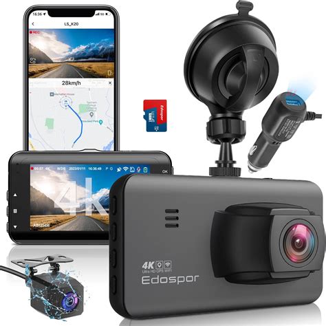 Amazon Edospor 4K Dash Cam Front And Rear Built In WiFi GPS Dash