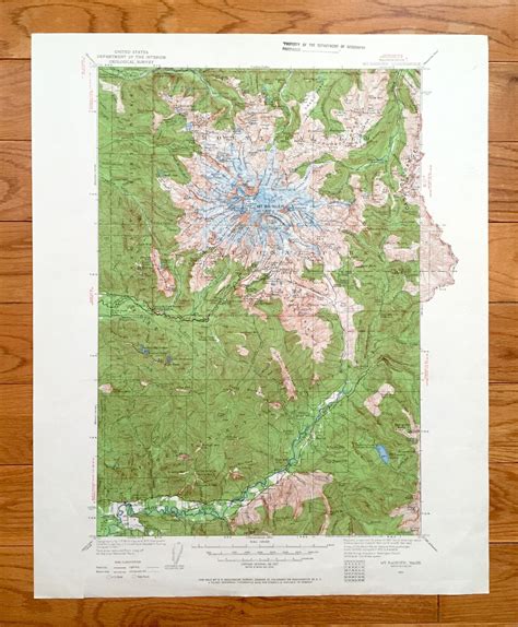 Antique Mt Rainier National Park, Washington 1924 US Geological Survey