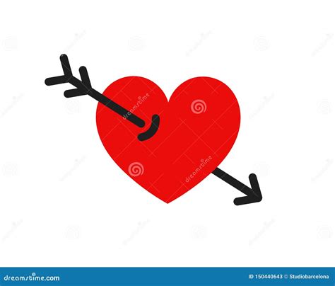 Red Heart Pierced By An Arrow Icon Stock Vector Illustration Of Shape