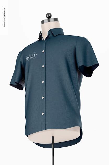 Premium PSD Men Short Sleeve Shirt Mockup Low Angle View