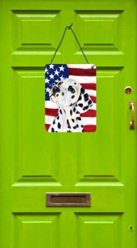 USA American Flag With Dalmatian Wall Or Door Hanging Prints 16HX12W