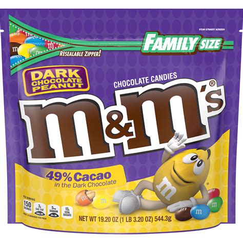 M&M'S Peanut Dark Chocolate Candy Family Size 19.2-Ounce Bag - Walmart ...