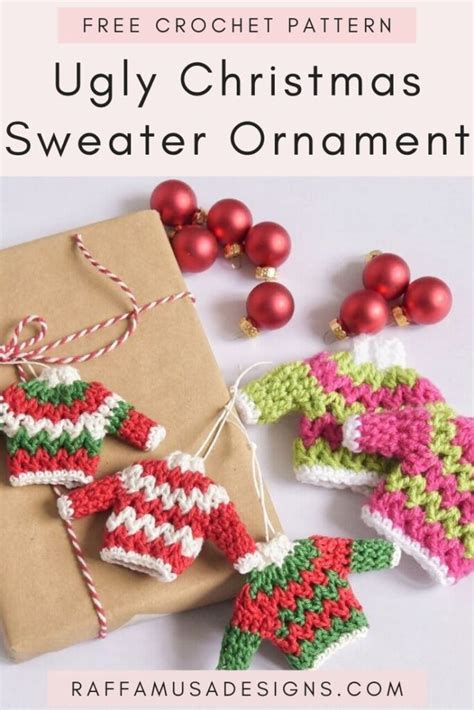 Ugly Christmas Sweater Crochet Ornament • RaffamusaDesigns