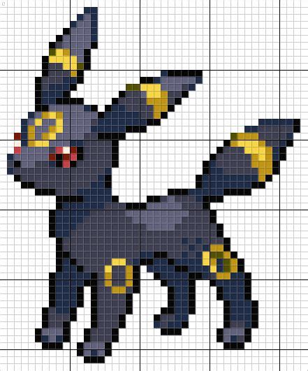 Umbreon Pokemon Pixel Art Pattern Pixel Art Pokemon Pixel Art