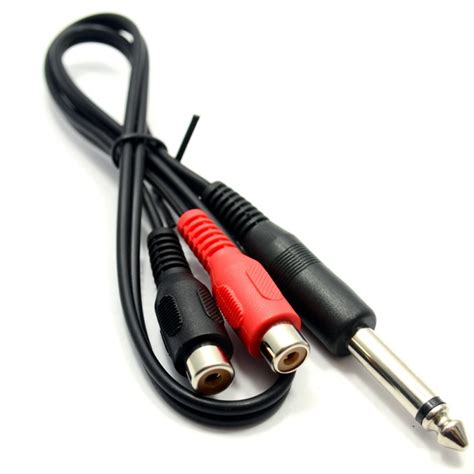 Kenable 635mm Mono Jack Plug To Twin Phono Sockets Adapter Cable 50cm