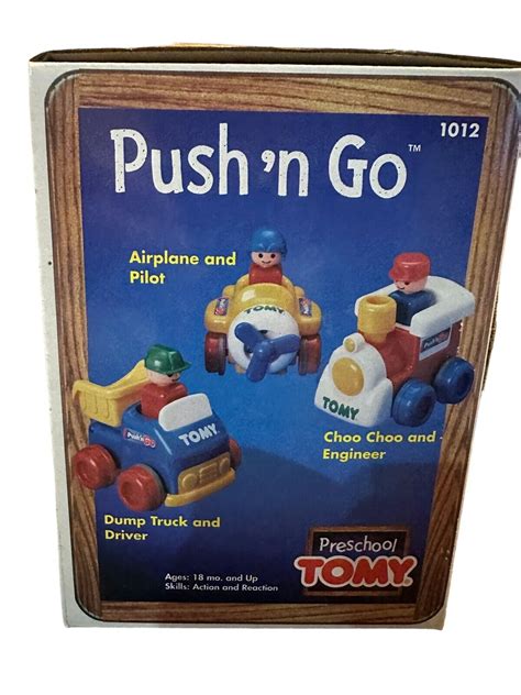 Tomy Push N Go Airplane Press Pilot To Go 1995 Yellow Vintage Still In