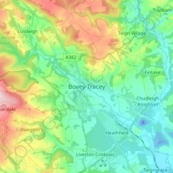 Bovey Tracey topographic map, elevation, terrain