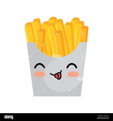 Kawaii Cute Papas Fritas Icono Cuadro Imagen Vector De Stock Alamy