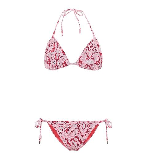 Buy Etro Printed Triangle Bikini Red At 30 Off Editorialist