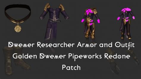 Dwemer Researcher Armor And Outfit Golden Dwemer Pipeworks Redone