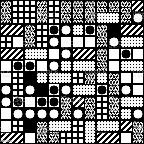 Decorative Geometric Shapes Tiling Monochrome Irregular Pattern