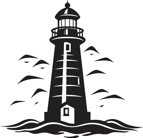 Harbor Watchtower Lighthouse In Elegant Guiding Star Emblem Nautical