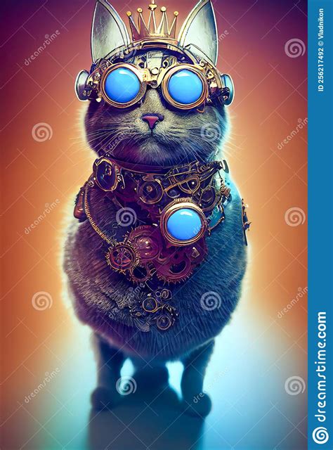 Steampunk Cat Woman With Glasses Stock Illustration Illustration Of