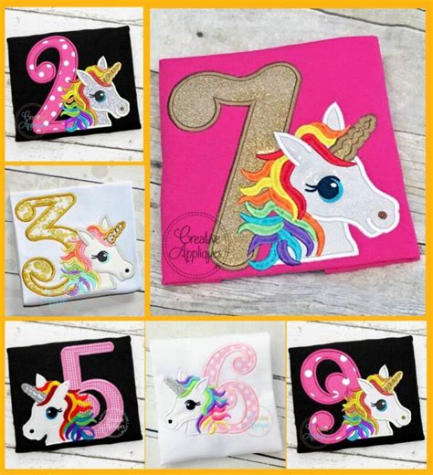 Rainbow Unicorn Number Set Applique Creative Appliques