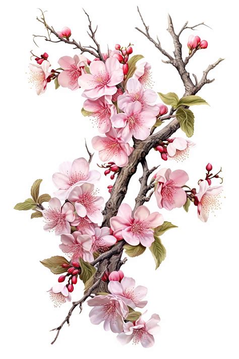 Premium AI Image | a watercolor illustration of a cherry blossom.