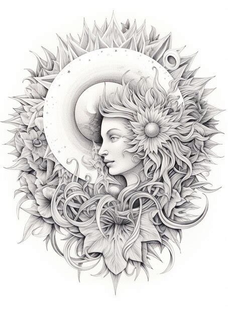 Premium AI Image A Drawing Of A Woman With A Sunflower In Her Hair