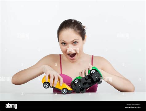 Girl With Toy Cars Stock Photo Alamy