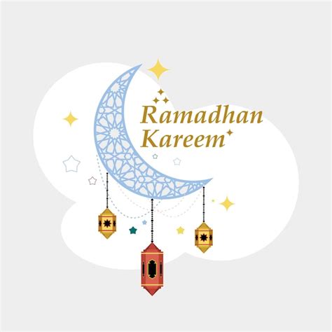 Tarjeta De Felicitación Ramadan Kareem Con Luna Creciente Y Estrellas