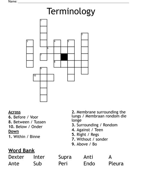 Medical Terminology Crossword Puzzle Answers Prntbl