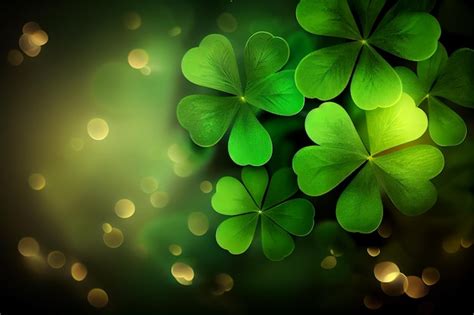 Premium Ai Image Festive Background With Shining Clover Shamrocks And