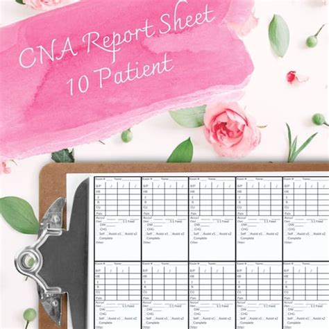 Cna Pct Patient Report Sheet Etsy