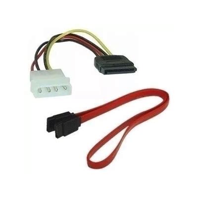 Kit Cabo SATA De Dados 45cm Adaptador Molex De Energia IDE Para SATA