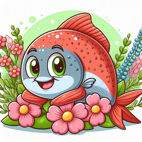 Premium Vector Cute Salmon Fish Vector Cartoon Illustration