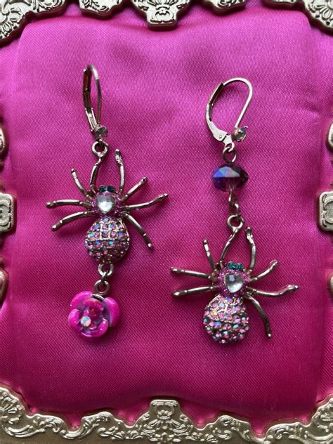 Betsey Johnson Enchanted Forest Spider Pink Rose Ab C Gem